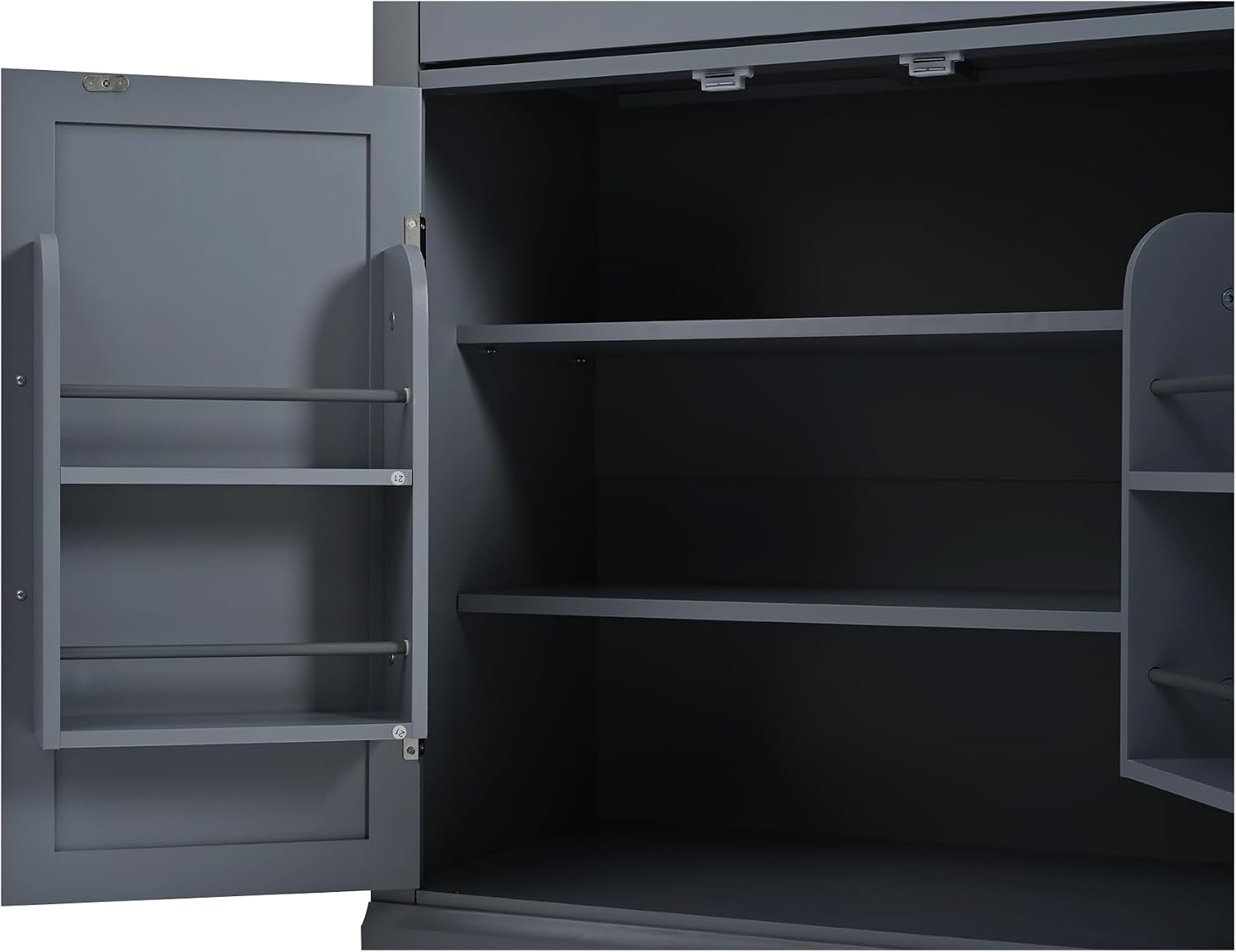 Freestanding Kitchen Pantry,Buffet Food Storage,Coffee Bar Cabinet with Drawer, 2 Adjustable Shelves and 2 Door Shelves,for Kitchen Dining Room (Gray@R)