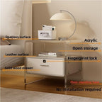 Nightstand with Drawer and Open Storage Acrylic Bedside Tables Side Table with Storage Transparent End Table for Home Decor Lightweight(White)