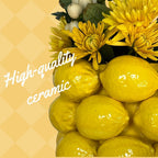 Lemon Vase -Cheery Yellow Ceramic French/Mediterranean Style Unique Vase with 3D Lemon Design- Lemon Kitchen Decor - Lemon Themed Housewarming Gift for her