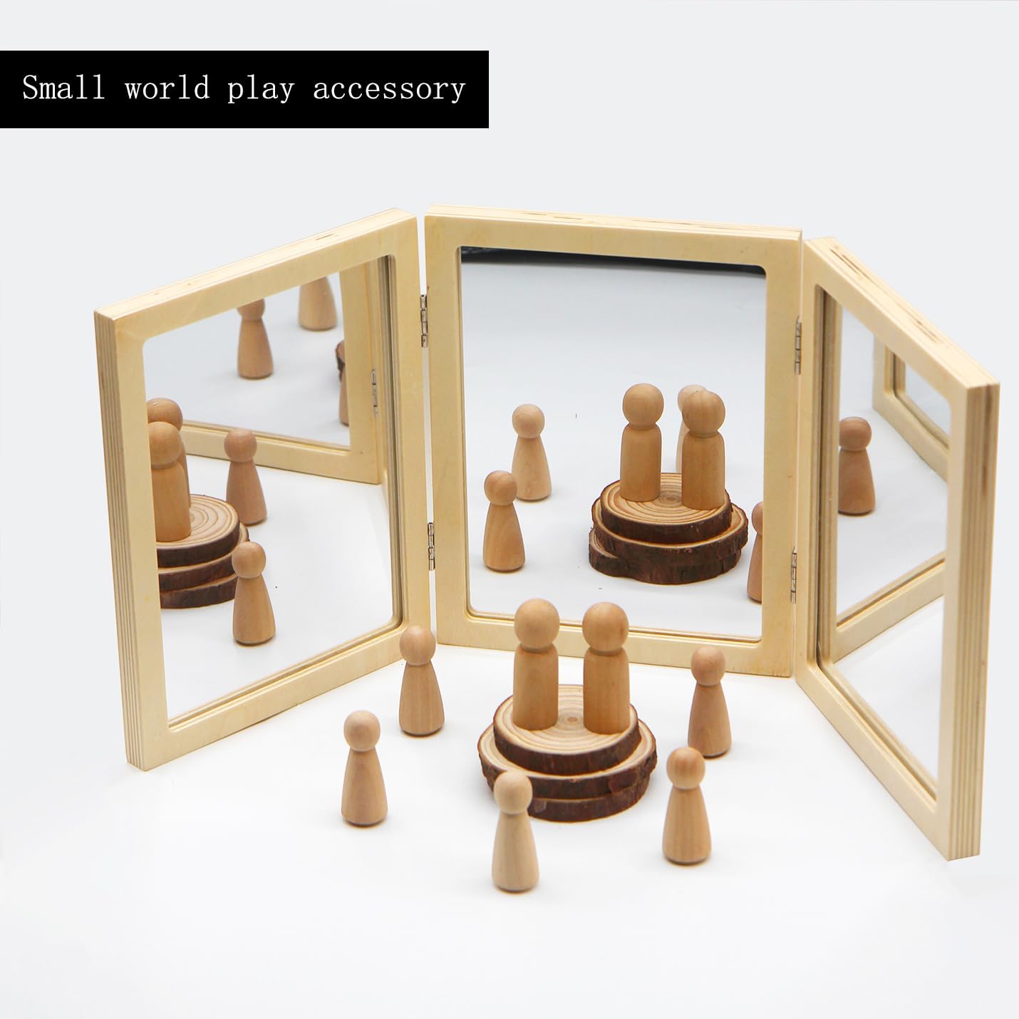 Montessori & Reggio Inspired Children Mirror, Preschool Classroom Essential, 3 Panels, 3-in-1 Folding, Small Mirror for Light Table Explore