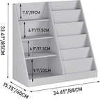 4 Tier Kids Bookshelf for Nursery, Baby Toddler Bookshelves Toy Organizers and Storage Bookcase, Wooden Children Book Shelf for Kids Rooms Classroom (Grey)