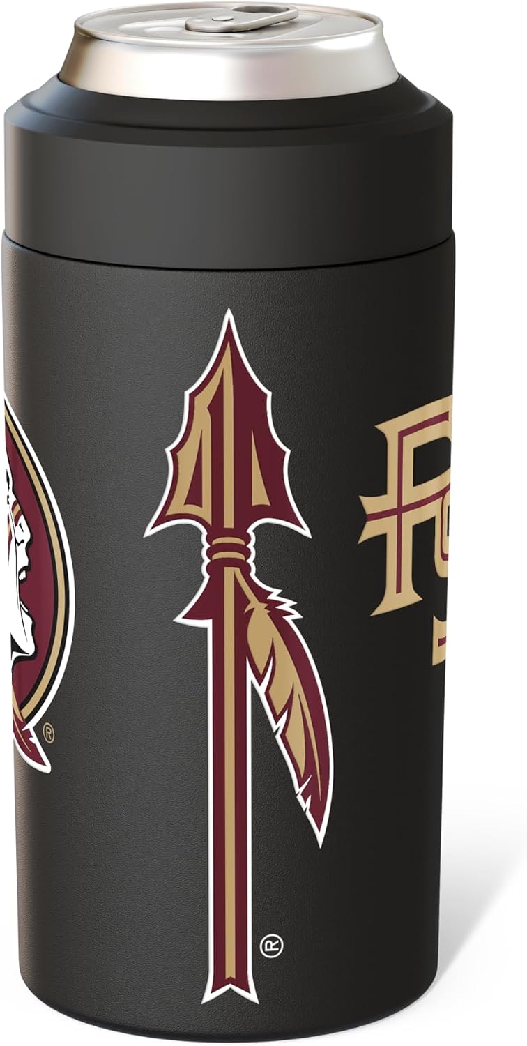 Frost Buddy NCAA Universal Buddy - Fits all - Stainless Steel Can Cooler for 12 oz & 16 oz Regular or Slim Cans & Bottles - Stainless Steel (Florida State Seminoles)
