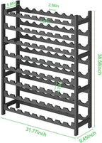 Wine Rack Freestanding Floor, Bamboo 8-Tier 69 Wine Bottle Holder Racks Countertop Cabinet Display, Wooden Stackable Modular Wine Storage Organizer Shelves for Kitchen Bar Cellar Dining Room Black