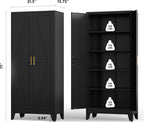 Metal Kitchen Pantry Cabinet,71" Black Farmhouse Storage Cabinet with 2 Vintage Barn Doors and 4 Adjustable Shelves, Rustic Freestanding Cupboard for Kitchen,Home Office Living Room,Dining Room