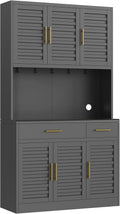 71" Tall Kitchen Pantry Cabinet with 6 Adjustable Shelves, Large Capacity Kitchen Hutch Storage Cabinet with Microwave Stand, 2 Storage Drawers for Dining Room, Kitchen