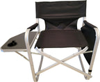 Folding Directors Chair Foldable Chair with Side Table and Cup Holder XL Comfort Design (Black)