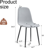 Modern Dining Chairs Set of 6, Linen-Cotton Upholstered Kitchen Chairs with Rounded Backrest, Ergonomic Integrated Seat with Adjustable Feet & Metal Legs for Dining Room, Office, Light Grey