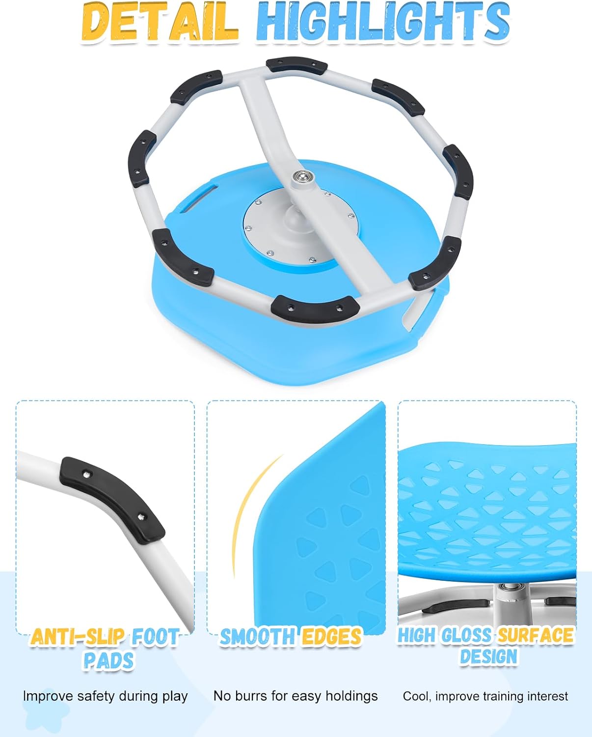 Upgraded Sensory Spinning Chair for Autistic Kids with Handles, Spin Chair for Kids Autism & ADHD, 360° Rotating Seat for Balance and Coordination, Enhancing Motor Skills, Blue