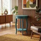 Furnifact Teal, Accent Side Table, Wood Engineered Wood Construction, Durable Home Design, Warm Stylish Finish, Quality Build for Home