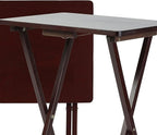 PJ Wood 2-Pack Folding TV Tray Set, Espresso- Collapsible Portable Snack Serving Tables, Home Furniture for Living Room, Bedroom, and Kitchen