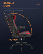PC Gaming Chair Video Game Chair， Racing Style Office High Back Desk Executive PU Leather Rolling Task Swivel Computer with Lumbar Support Headrest,Red