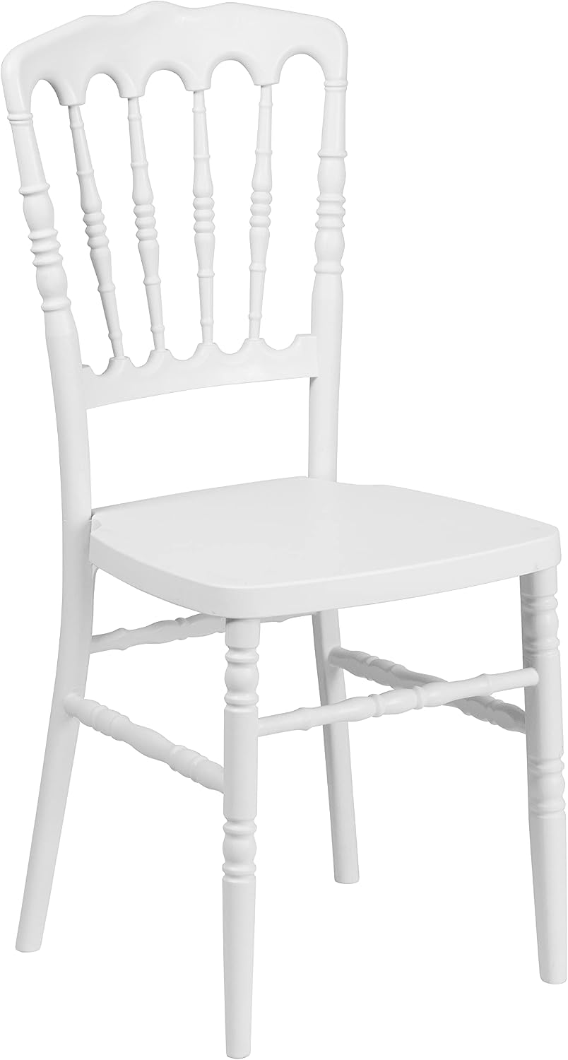 Flash Furniture HERCULES Series White Resin Stacking Napoleon Chair