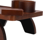 AUNMAS Sofa Arm Tray, Pine Material No Slip 3 in 1 Foldable Wood Couch Armrest Table with Cup Holder Rotating Phone Stand for Dining Watching TV (Brown)