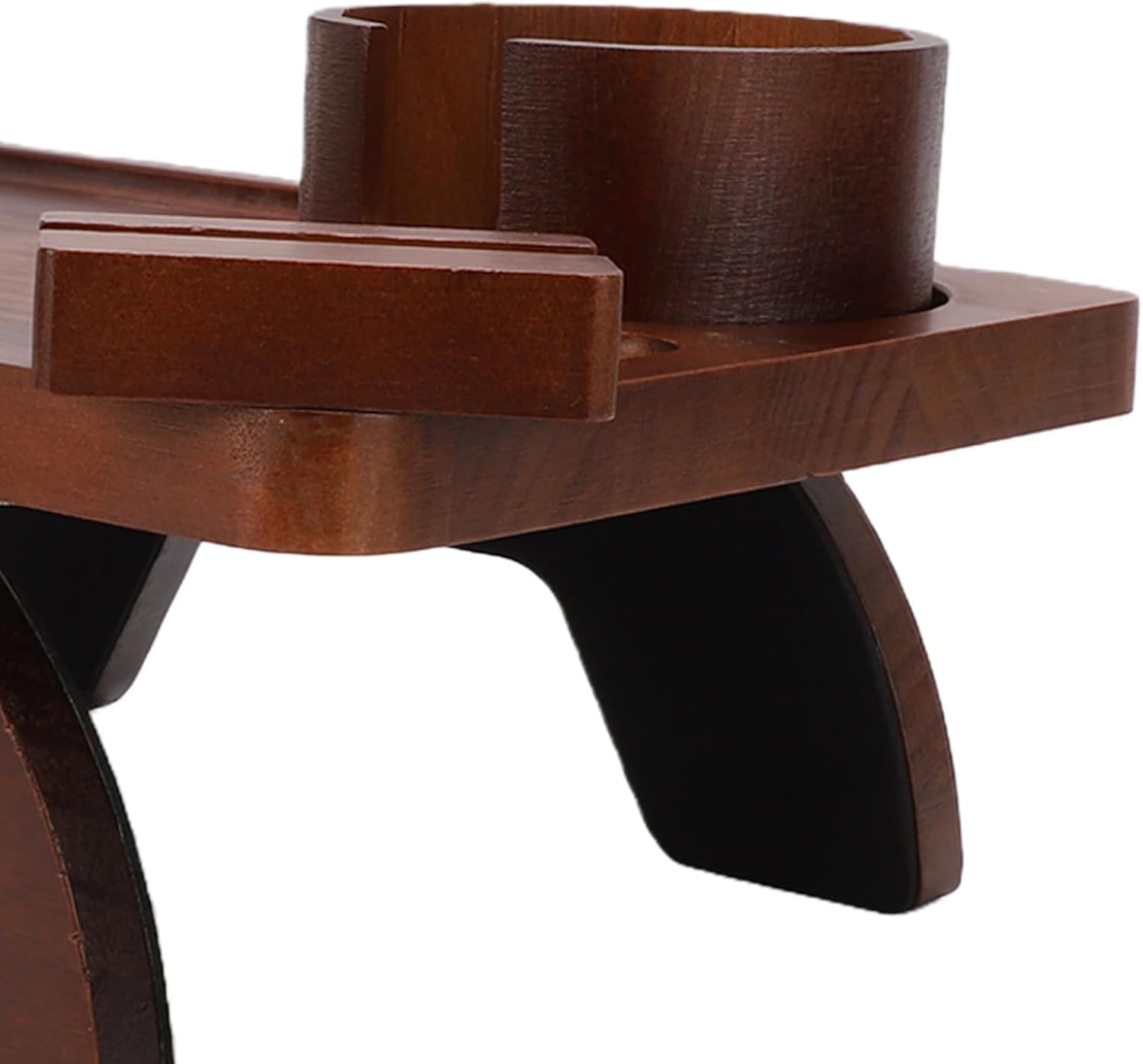 AUNMAS Sofa Arm Tray, Pine Material No Slip 3 in 1 Foldable Wood Couch Armrest Table with Cup Holder Rotating Phone Stand for Dining Watching TV (Brown)