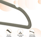 Amazon Basics Slim Velvet Non-Slip Space Saving Suit Clothes Hangers, Sturdy Metal, Gray/Silver, 30-Pack