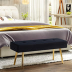Entryway Bench, 40'' Upholstered Bedroom Benches, End of Bed Bench with Metal Legs, for Decorative, Living Room, Dining Room, Black Bench