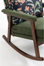 Rocking Chair for Nursery, Mid Century Modern Accent Chair with Comfort Backrest and Cushion, Cozy Reading Chair with Solid Rubberwood Frame for Living Room, Bedroom and Sunroom
