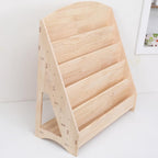 Montessori Toddler Book Shelf Organizer Single Sided Book Rack Display with Toy Storage, Children Baby Classroom Bookshelf, Kids Room bookcases cabinets & Shelves Natural Pine (31”)