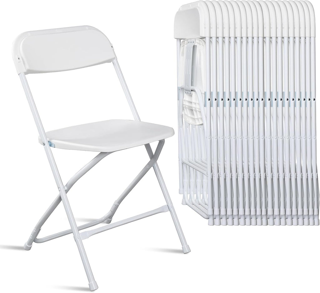 10pcs Folding Chair, Plastic Chairs with 330-Pound Capacity, Easy to Fold and Store Suitable for Indoor & Outdoor, Wedding, Party, Restaurant, Meeting Room, Patio and Garden, White