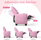 INFANS Kids Recliner, Toddler Lounge Chair with Adjustable Backrest Footrest Cup Holder Side Pockets, PU Leather Toddler Couch