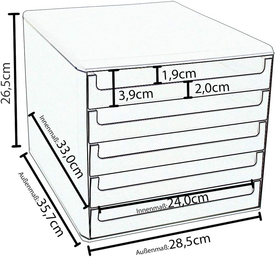 Metzger + Mendle 5 Drawer Unit Anthracite/lime green (green)