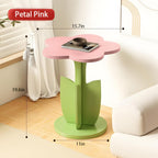 End Table for Sofa - Flower Shaped Side Table & Plant Stand - Unique Nightstand for Girls Bedroom - Modern Bohemian Furniture & Groovy Room Decor - Preppy, Y2K Style Accent Table (Pink Green)