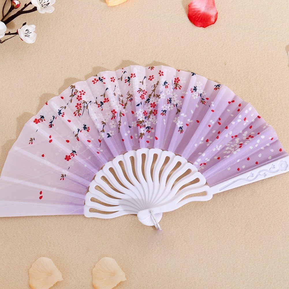 4pcs Floral Folding Hand Fan Vintage Retro Plastic Handheld Fans Folding Fan Wedding Dancing Church Party