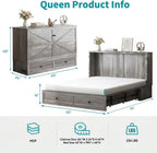 BALUS Full Murphy Bed with Mattress, Cabinet Murphy Bed with Mattress & USB Charging Station & Large Storage Drawers, Wooden Full Cabinets Beds, Murphy Chest Bed for Apartment/Bedroom,Dark Grey