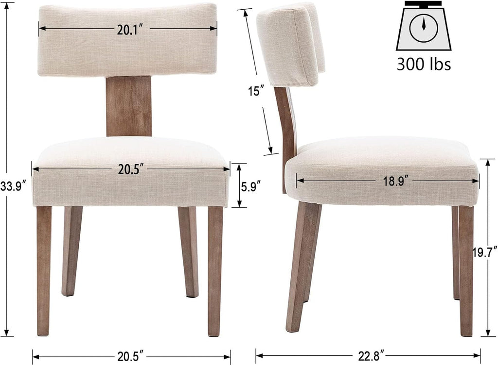 VESCASA Mid Century Modern Dining Chairs Set of 4, Upholstered Linen Dining Room Chairs with Ergonomic Curved Backrest, Solid Wood Legs, Kitchen Accent Chairs for Apartment, Farmhouse & Home, Beige