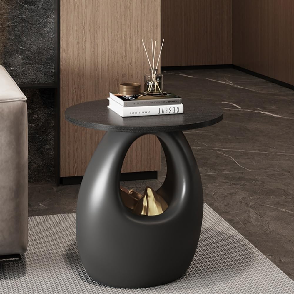 Round Side Table, Creative Nightstand, Stylish Sofa Accent Table, Suitable for Living Room, Bedroom, Balcony
