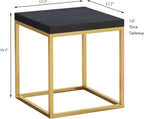 CENSI Modern Square End Table/Side Table, 18", Gold and Black | Extra Thick 1.6" Wood Top, Metal Frame, Industrial Nightstand, Black Oak Finish