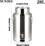Airtight 20L Stainless Steel Milk Canfarm Storage Container with Sealed Lid & Spigot Dispenser for Milk Wine Oil Teadurable & Convenient Transport Solution,Siliver-28L
