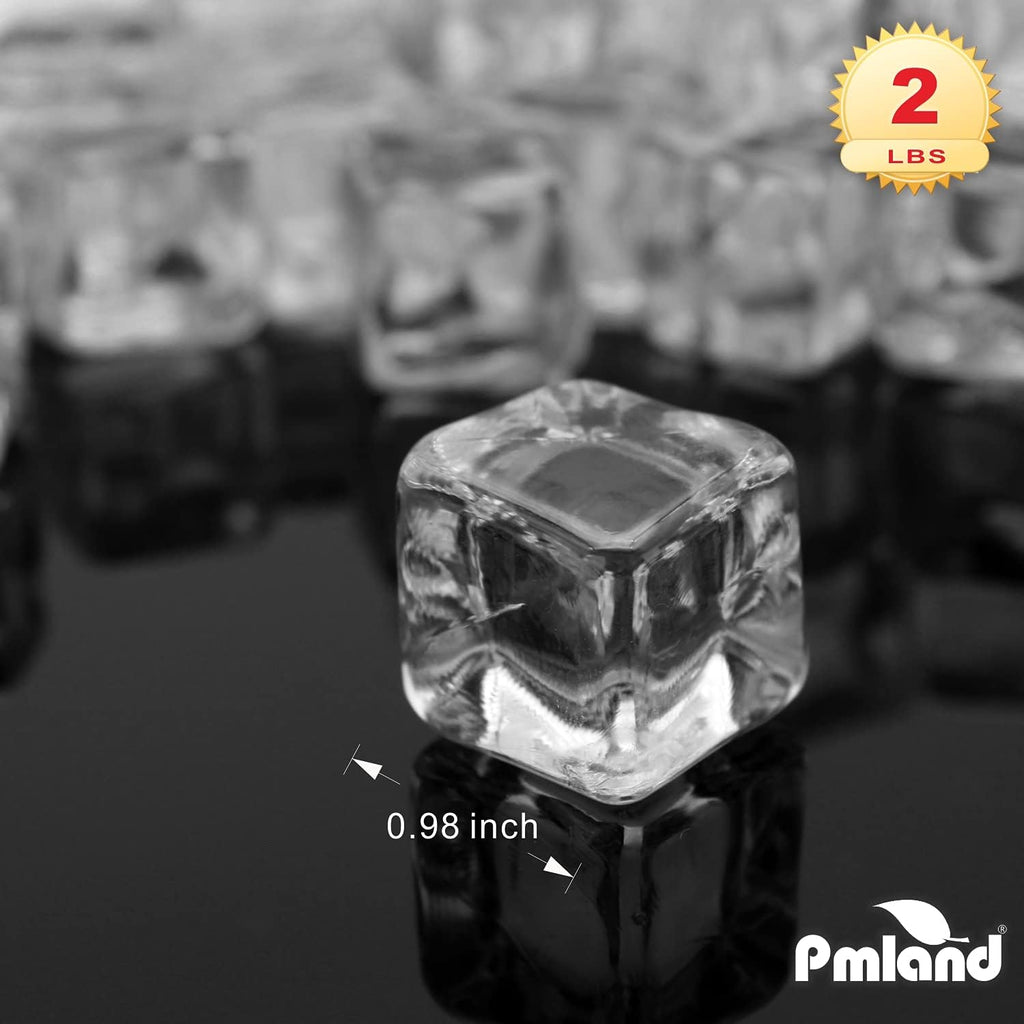PMLAND Acrylic Ice Cubes Square Shape 2 Lbs Bag, for Photography Props Kitchen Table Decoration Display Vase Filler Toy - Crystal Clear