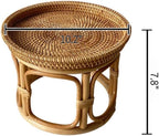 Bohemian Rattan Side Table, Round Wicker Accent Table, Small Bamboo End Table for Living Room, Balcony, or Bedroom Décor(Large)