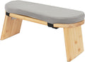 Foldable Wooden Kneeling Meditation Bench for Home, Yoga and Prayer, Portable Gray Meditation Stool for Adults, Comfortable Indoor Seating