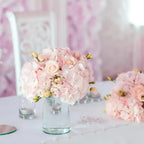24PCS Light Pink Artificial Hydrangea Flowers with Stems, Silk Faux Hydrangea Heads for Baby Girl Shower & Nursery Decor