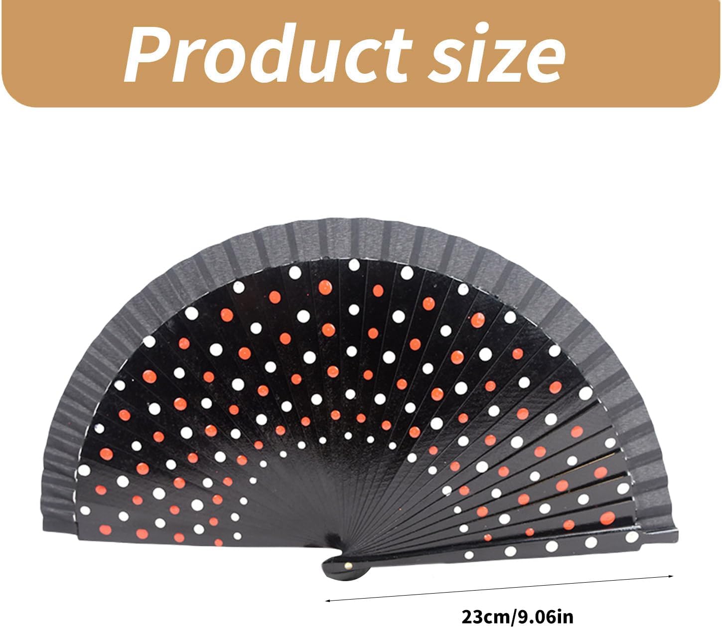 Elegant Flamenco Spanish Hand Fan Wood Folding Vintage Dots Pattern 23cm for Dancing Party Decoration