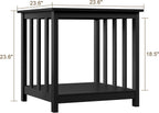 Treocho Large End Tables Living Room Set of 2 with Storage Shelf | Side Table, 24 InchModern Nightstand, Living Room, Bedroom, Office, Black