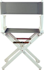 HomeStock Antique 18" Director's Chair Solid Wood Folding Chair with Armrests, Canvas Seat, Compact Foldable Frame, 33.75 x 21.75 x 16 in, 18 in Seat Height, Weighs 10 lb Soft Gray/18-Inch White Fram