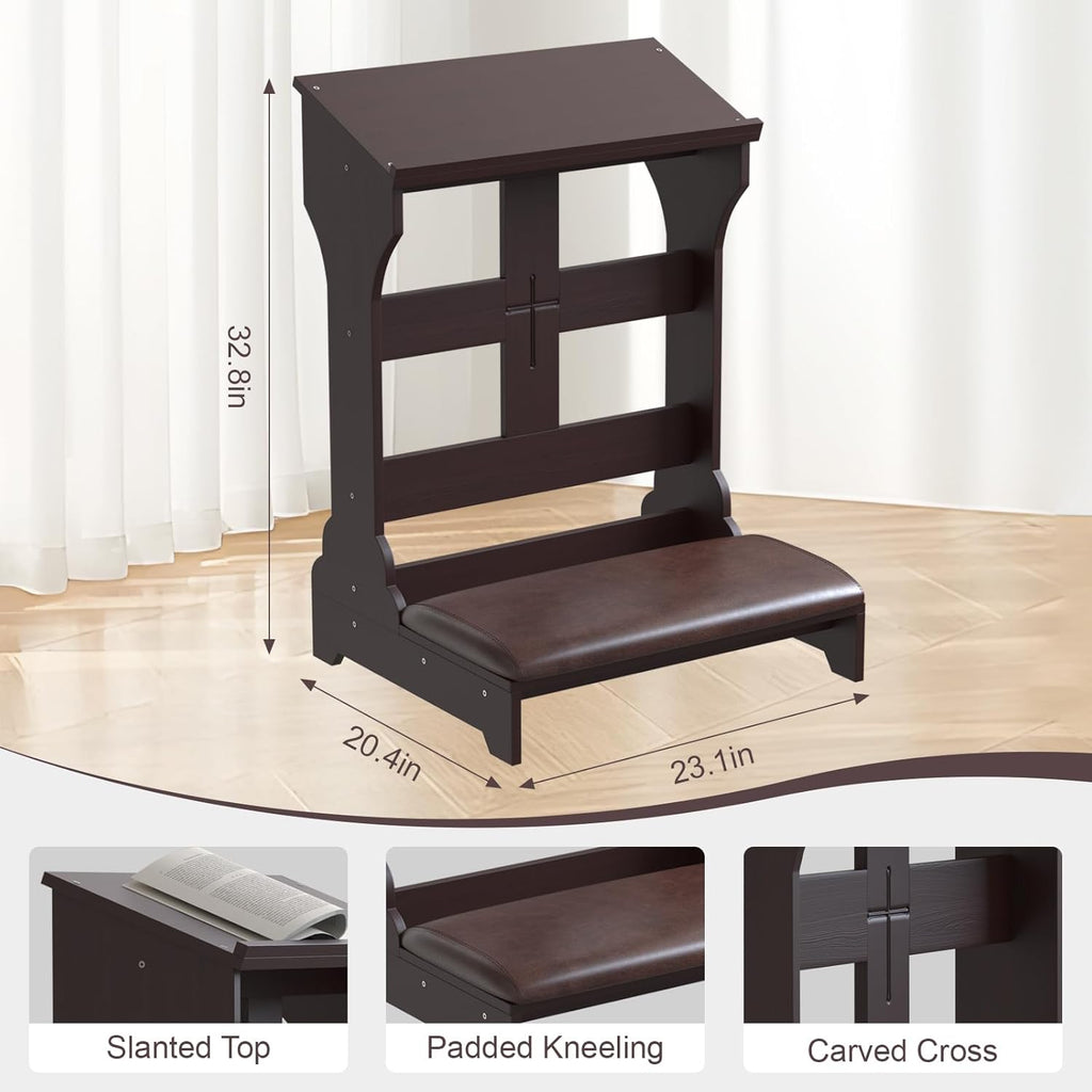 Prayer Bench Kneeler, Wooden Prayer Kneeler for Home, Prayer Bench for Kneeling at Home, Church Prayer Bench Stool Table with Cushion