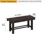 Wood Outdoor Garden Bench 35" Backless Bench 2-Person Seat 100% Solid Fir Carbonized Weatherproof Patio Bench Indoor Bathroom Seat Entryway Shoe Bench for Garden Porch Backyard Pool Balcony (Small)