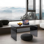 Acrylic Side Table 2-Tier - Modern Rectangular Open Storage Coffee Table, Clear Rectangle Side Table Furniture for Home Office Reception and Bedroom