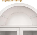 Freestanding Arched Kitchen Pantry Cabinet, 70.8" Tall Kitchen Pantry w/Adjustable Shelves, Farmhouse Barn Door Buffet Sideboard for Dining Room, Living Room, White