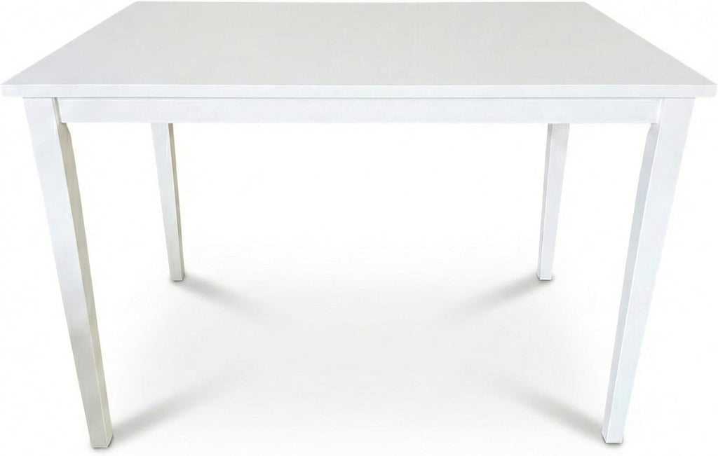 Modern 43.3 Inch Rectangular Dining Table, White Finish Solid Rubberwood