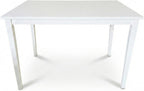 Modern 43.3 Inch Rectangular Dining Table, White Finish Solid Rubberwood