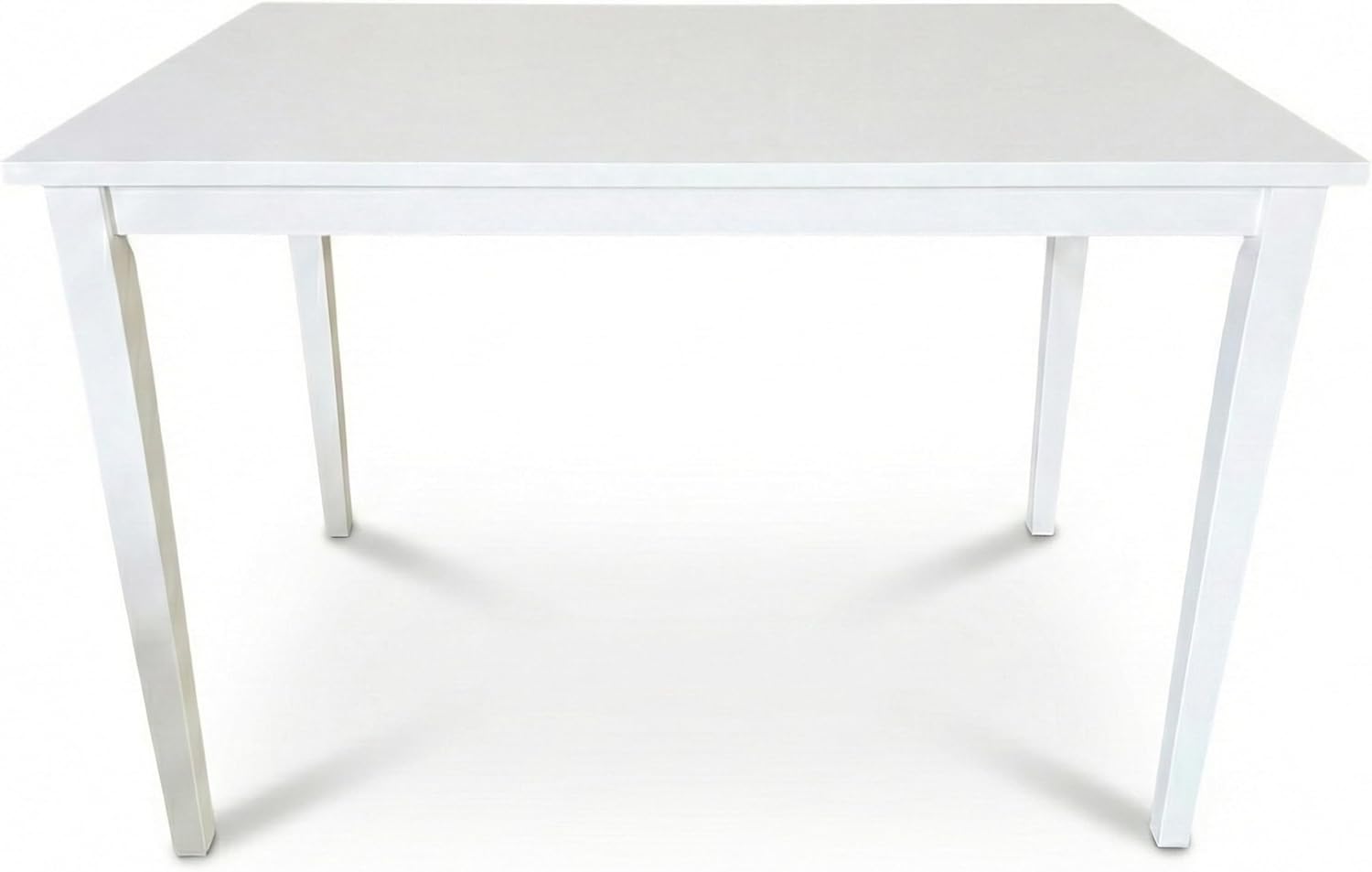 Modern 43.3 Inch Rectangular Dining Table, White Finish Solid Rubberwood