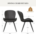 Dining Chairs Set of 2 Modern Fabric Dining Room Chairs Upholstered Dining Chairs with Thick Cushions Metal Legs Armless Back Chair for Kitchen and Living Room Ink Black
