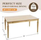 chairus 59" Solid Wood Dining Table for 4-6 People, Farmhouse Kitchen Table with Turned Legs, Sturdy Rectangular Wooden Dining Room Table for Kitchen, Dining Room & Family Gatherings, Natural Finish