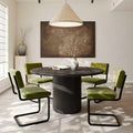 Mid Century Velvet Dining Chairs, Green Dining Chairs Set of 4, Modern Armless Side Chair, Cantilevered Back, Comfy Seat, Metal Legs, Industrial for Kitchen, Restaurant, Living Room, Olive
