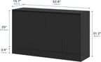 Housoul Buffet Cabinet with Storage, Coffee Bar Cabinet with 4 Doors and Adjustable Shelf, Modern Kitchen Buffet Sideboard for Kitchen, Black